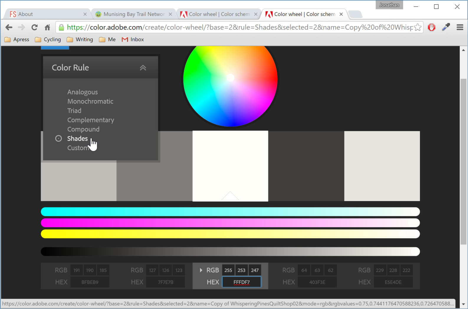Figure 4. Compatible shades for backgrounds
