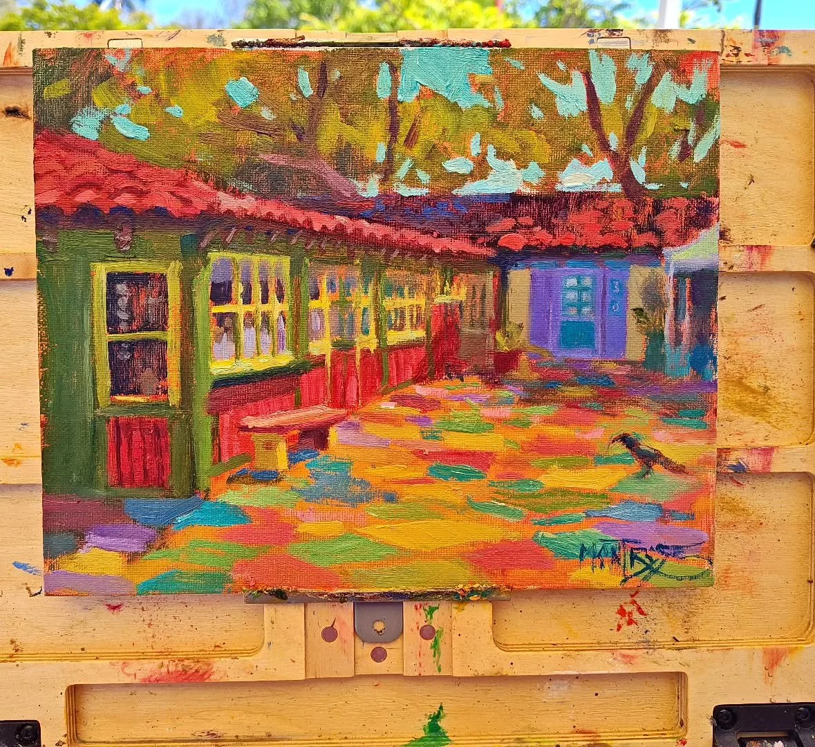 This past Sunday I did a demo at the @villageartseducation at the Spanish village! I hope to do a painting of each studio and put them together in a book someday. 
.
I've moved studios within the Spanish village, and you can now see my work in Studio