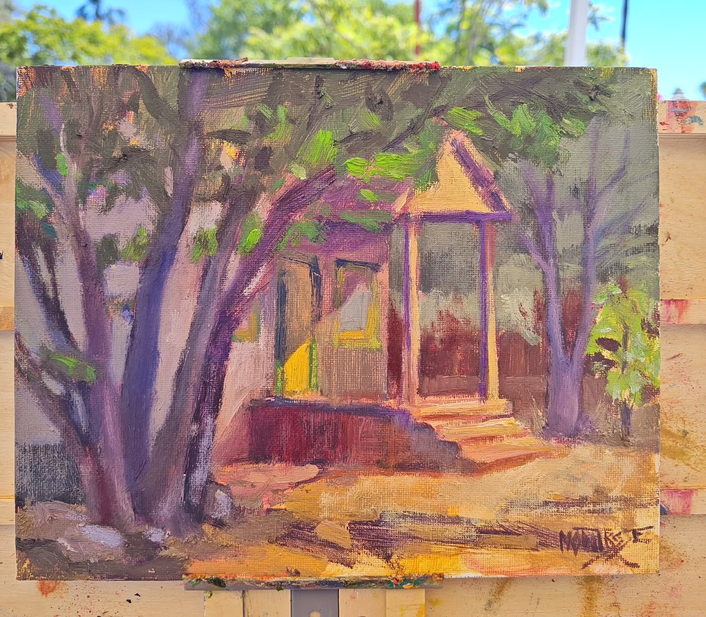 Painted a little cabin during our baby moon up in Idyllwild. Babymoon was such a good idea. We just took a couple days to relax together and it was so needed. We started it off by reading through all the sweet baby shower cards we got, and ended it w