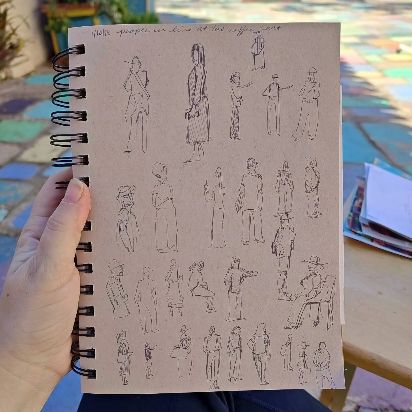 Day 16 #stradaeasel challenge. People in line at the coffee cart. I love little gestures like this.