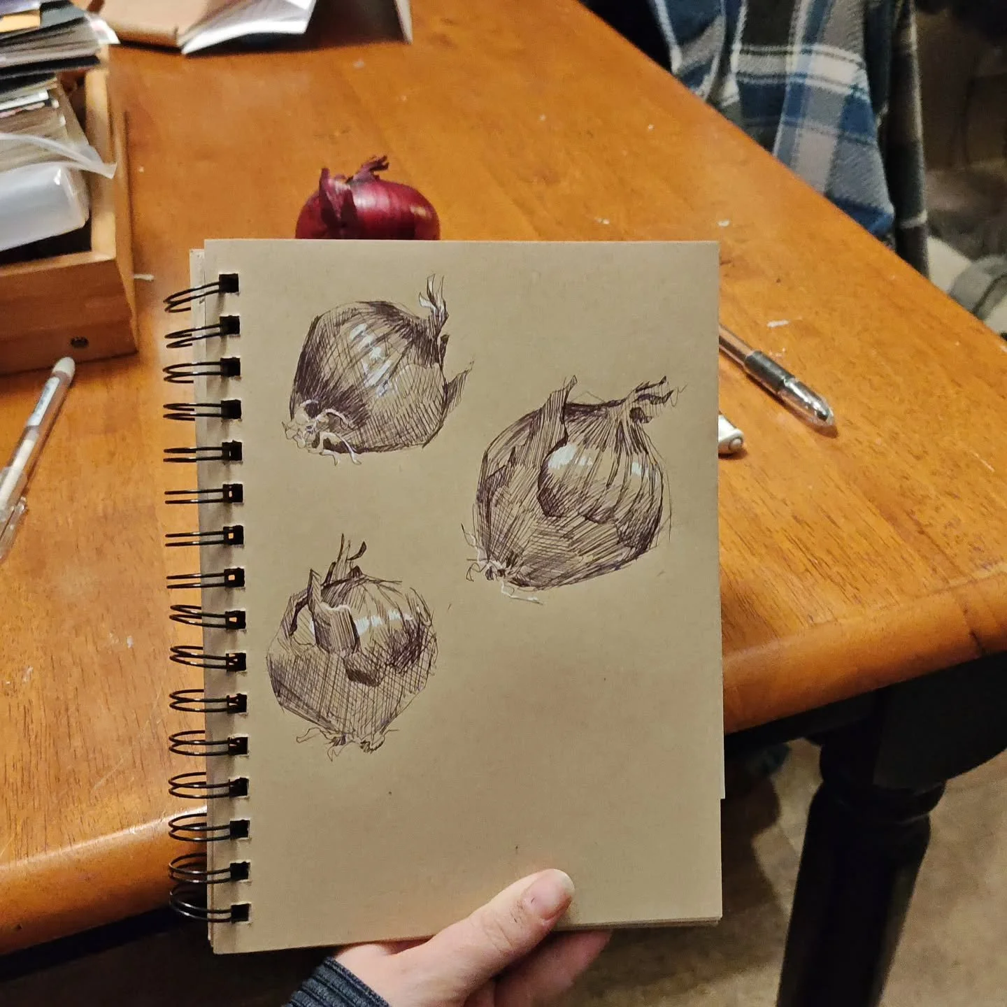 Day 20 #stradaeasel 
Just a couple onions during a quick nap! 
.
🧅 
#onions #sketchbook #gallerywall #originalart