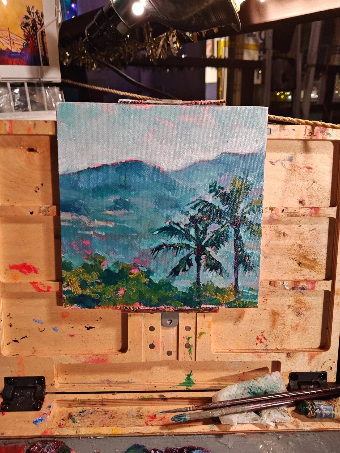 "Mele Kalikimaka"
.
For a wonderful Christmas present my in laws took my husband to Hawaii! It was a great place to spend a week in December and I'm still looking back on my photos for inspiration.
.
Description: colorful studio painting of