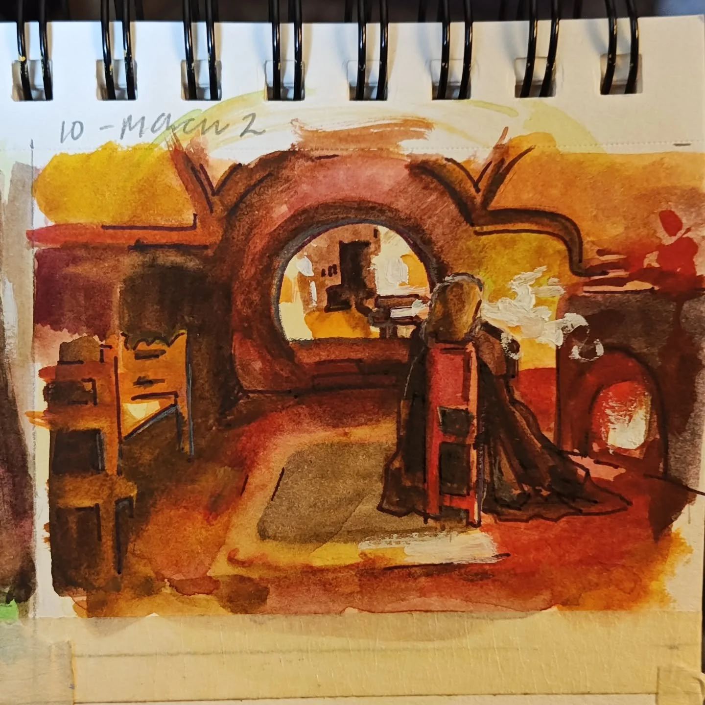 For my 100 day project I am working in new mediums- watercolors, acrylics, and goauche. I decided it would be fun to use the Lord of the Rings as subject matter! I've done a few scenes so far. I'll be doing these baseball cards sized (aka artist trad