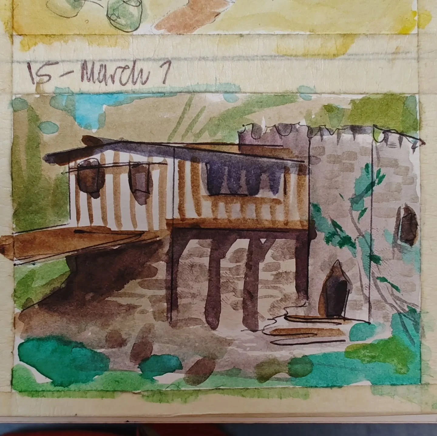 Day 15 of my #100dayproject @dothe100dayproject I am learning water media, this one is watercolor and pen. I figure by the end of this I will have figured out exactly what I enjoy the most! #sandiegoartist #aceo #atc #smallart