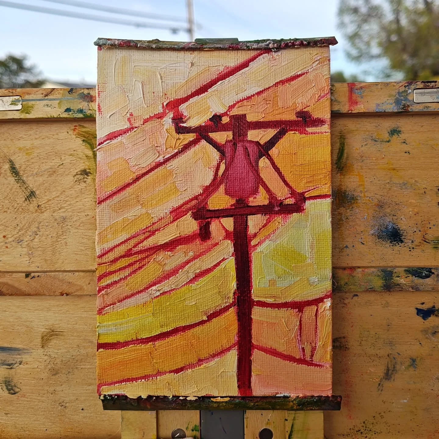 #pleinairpril is a challenge to paint every day this month. So, I'm going back to my roots and doing some hyper saturated cityscapes, but this time out there in person. When I started painting like this I was working from photos and painting indoors,