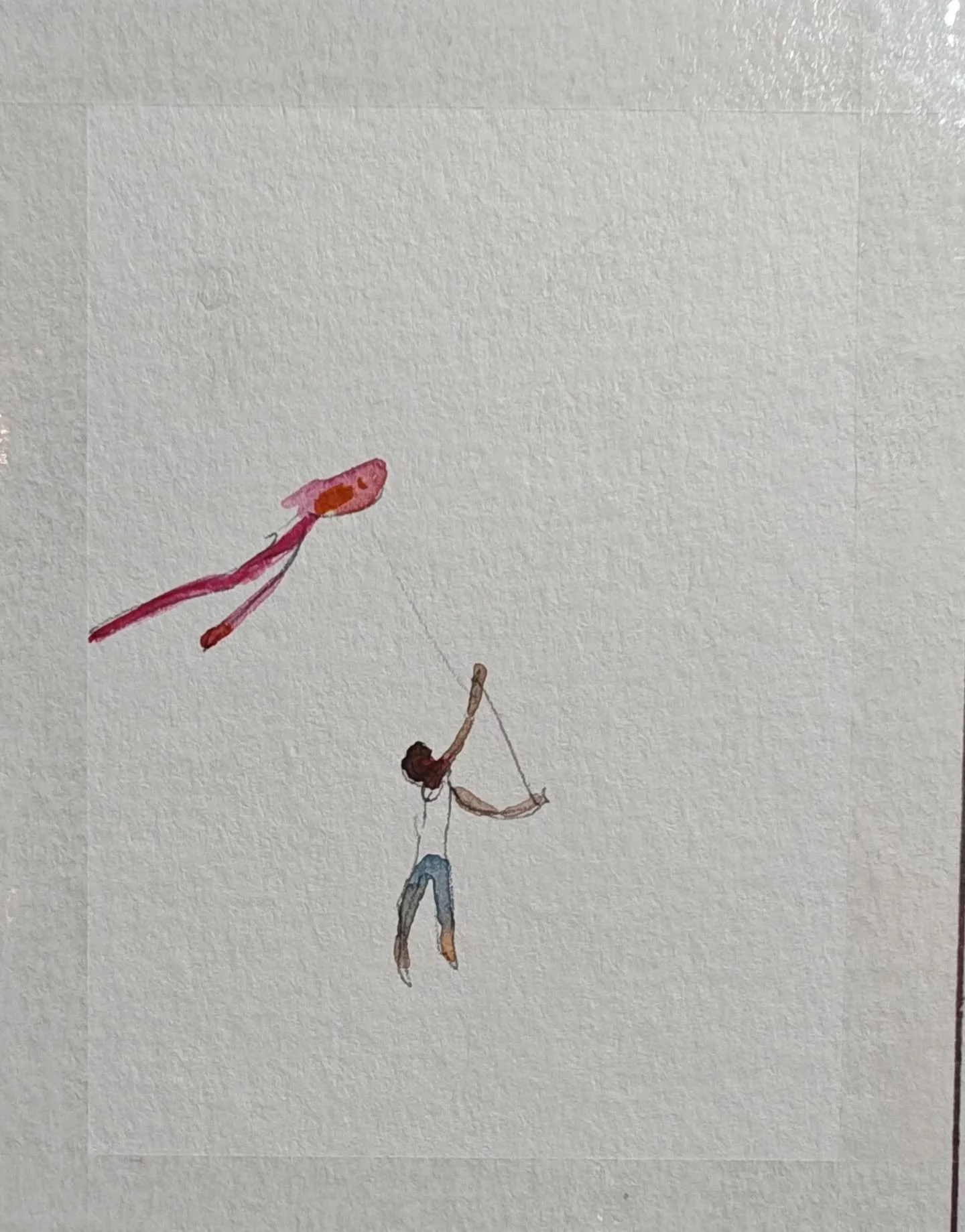 I'm doing #pleinairpril and also Working on my #100dayproject .This year I am Learning water mediums. 
Kind of fun that both line up with each other right now. 
.
Out at Kate sessions park I was watching some people flying kites. Something I'm consis