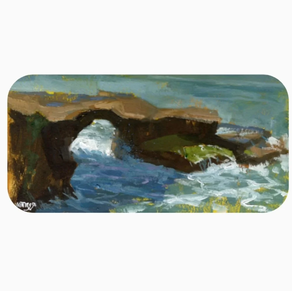 "I know the way"
Painted at sunset cliffs in San Diego, CA. I did two different paintings on the same spot because I loved it so much. This one is different because it's a different aspect ratio. It is a 2:1 ratio which my brain just finds 
