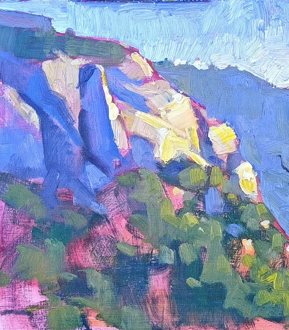 Bright mornings turn into hot summer days up in Idyllwild! I knew I had limited time to capture the drama of these shadows, so I worked quickly and decisively. Hope you enjoy it!
.
.
#idyllwildca #idyllwild #pleinairpainter #colorfuloilpainting #moun