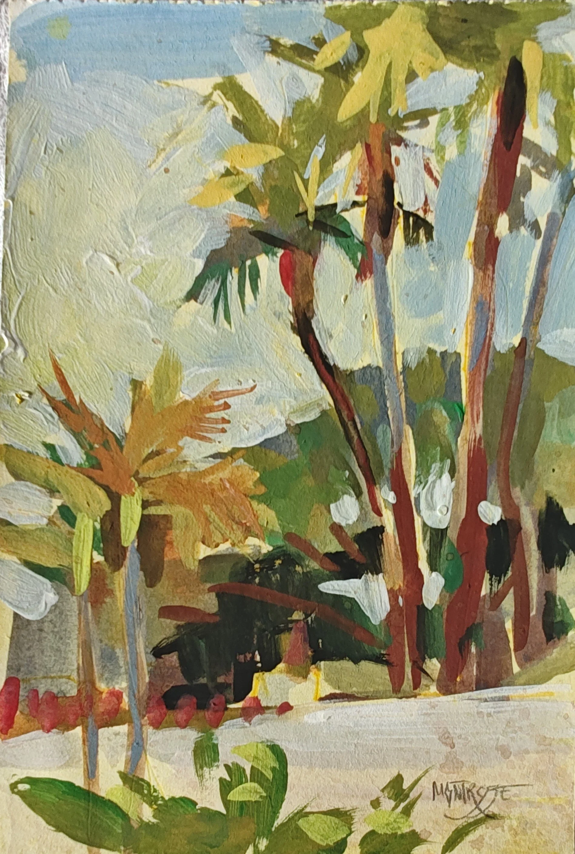 Mini Original Plein Air Painting- Old Town palms