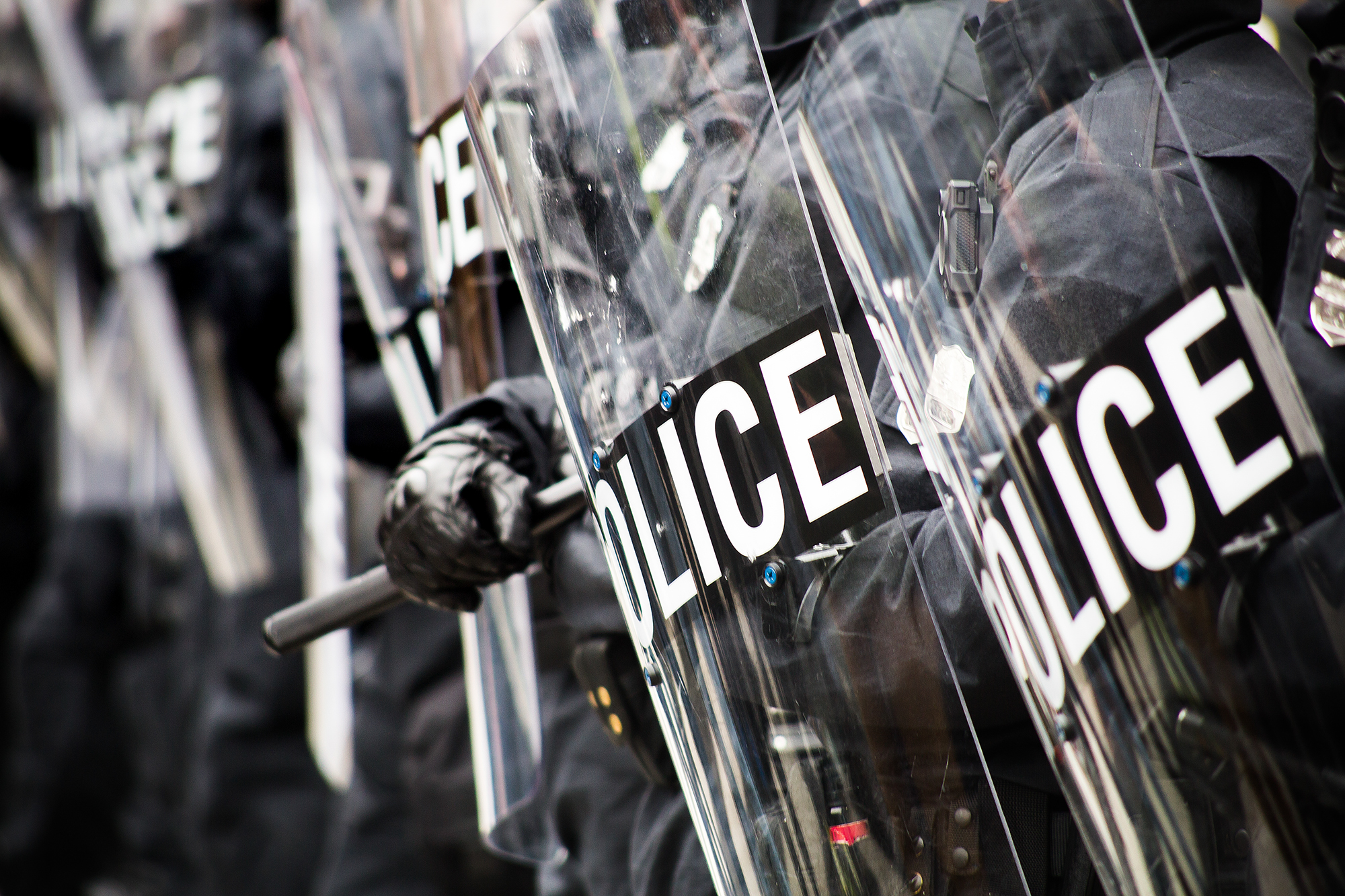  Police came out in riot gear in Washington DC after mass protests on the streets after the 2016 inauguration of President Donald Tump.  