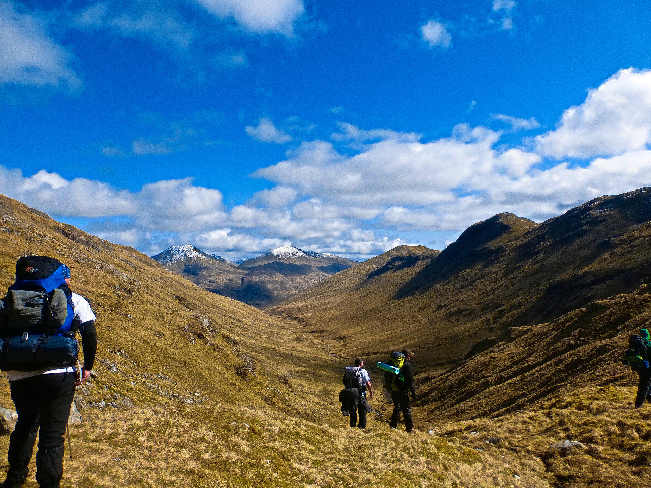 Looking down Gleann Cuirnean towards Strathan
