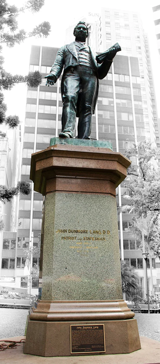 John Dunmore Lang was Minister of the Scots Church for 55 years. He was one of Australia’s first republicans and a pioneer campaigner for responsible government (elected 7 times to NSW parliament), higher education, the rights of immigrants and respect for the local aboriginal culture.