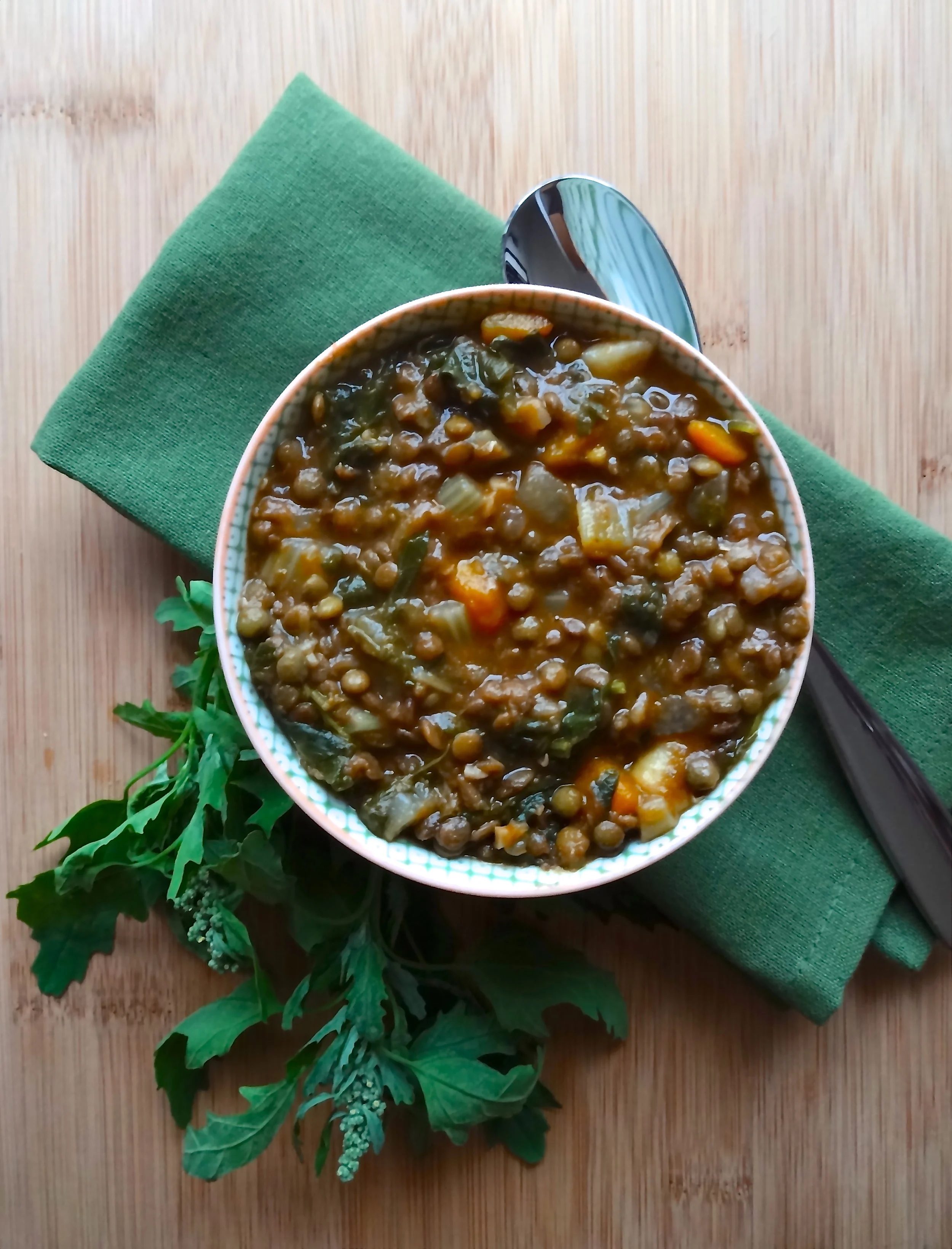 French Lentil Soup w/Turnip, Parsnip & Quelites — Veggies & Gin