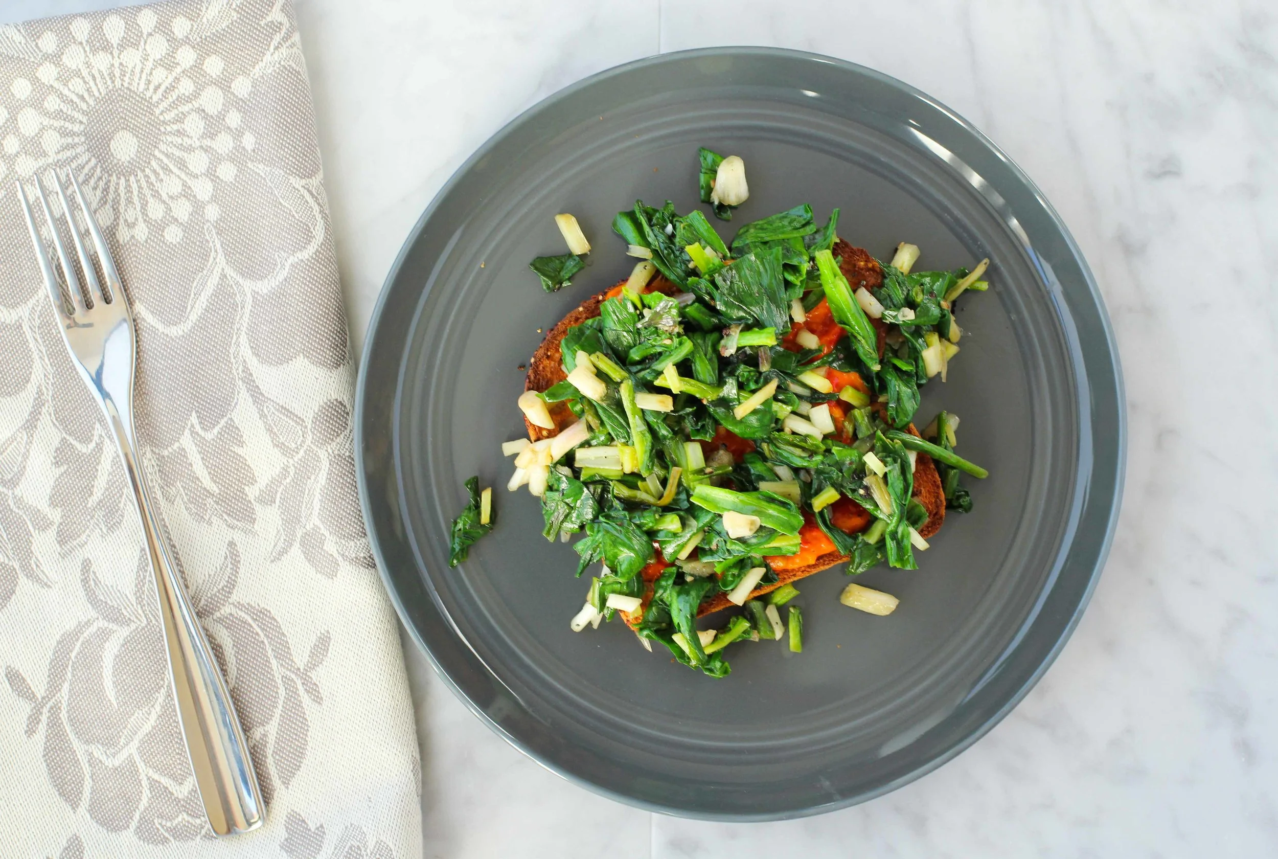 Ramps on Toast with Poached Egg & Ajvar — Veggies & Gin