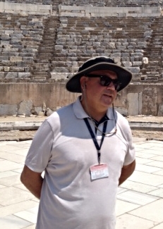 Our guide at the amphitheater in Ephesus