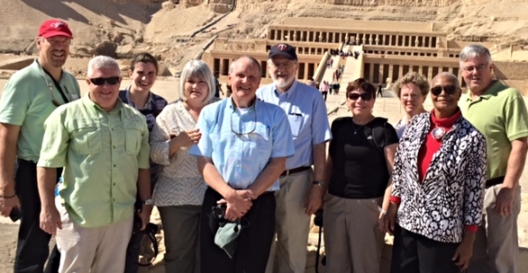 Here's the team in front of Hatshepsut's mortuary temple that she built for her own mummification. Her tomb is separate from the mortuary. 