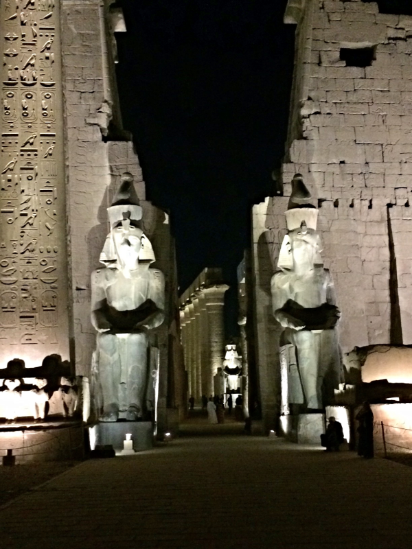 This is the entrance to the Luxor Temple, one of two temples in downtown Luxor that are connected by "Sphinx Road," a mile long road lined with Sphinx statues every 10 feet or so.
