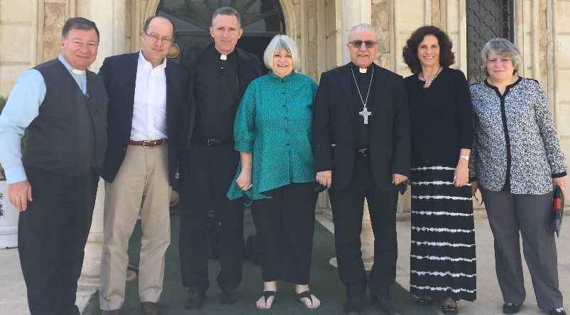 Kirkuk, March 2015: (l to r) Rev. Haitham Jazrawi, Ben McCaleb, Rev. Mark Mueller, Marilyn Borst, Archibishop Yousif, Staci Graham, Mayada Jazrawi