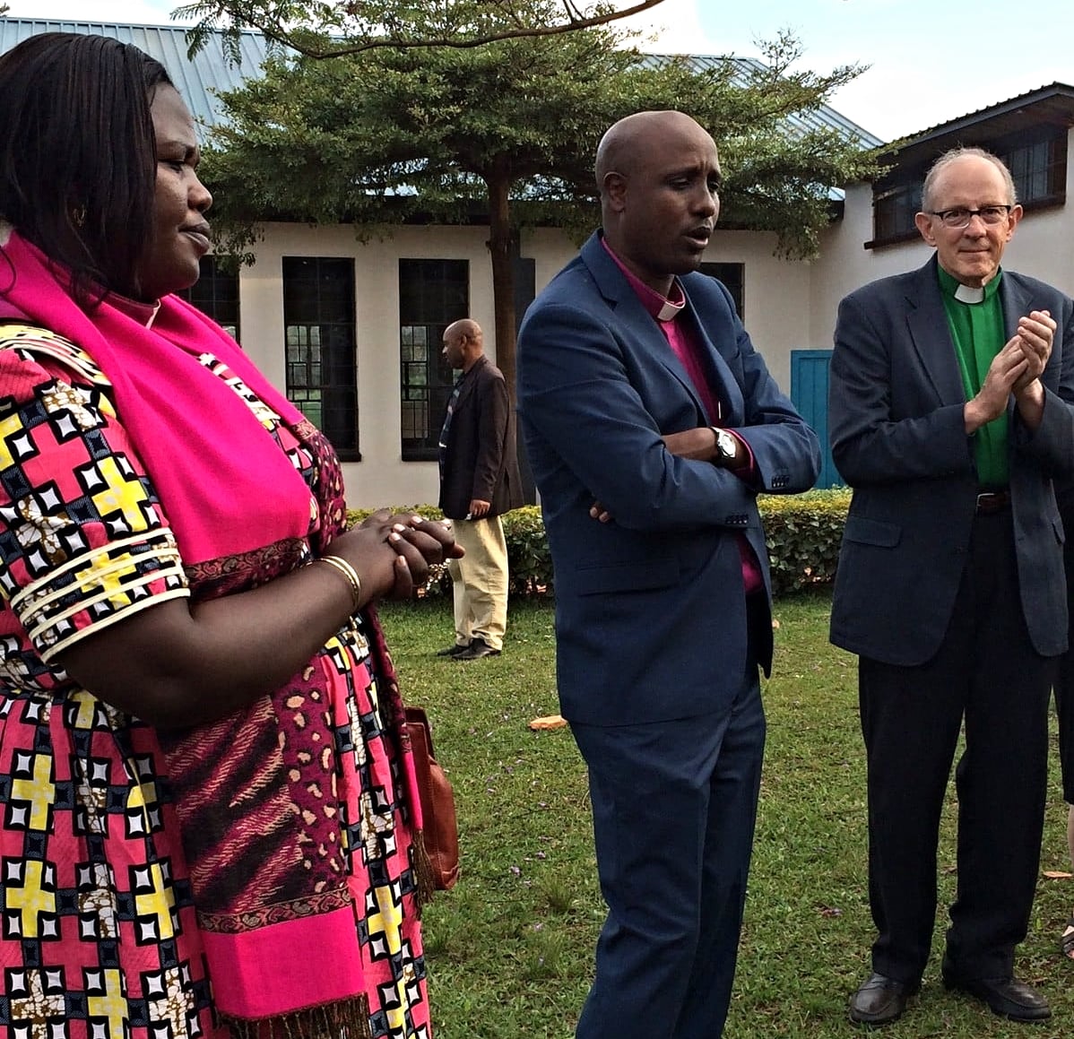L to r, Rev. Julie Kandema, Vice-President of the Presbyterian Church of Rwanda, Rev. Jerome Bizimana, President of the Presbytery of Remera, and The Outreach Foundation's Executive Director, Rob Weingartner