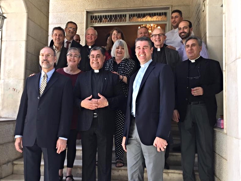 This is our team with the pastor and elders of the National Evangelical Church of Damascus.
