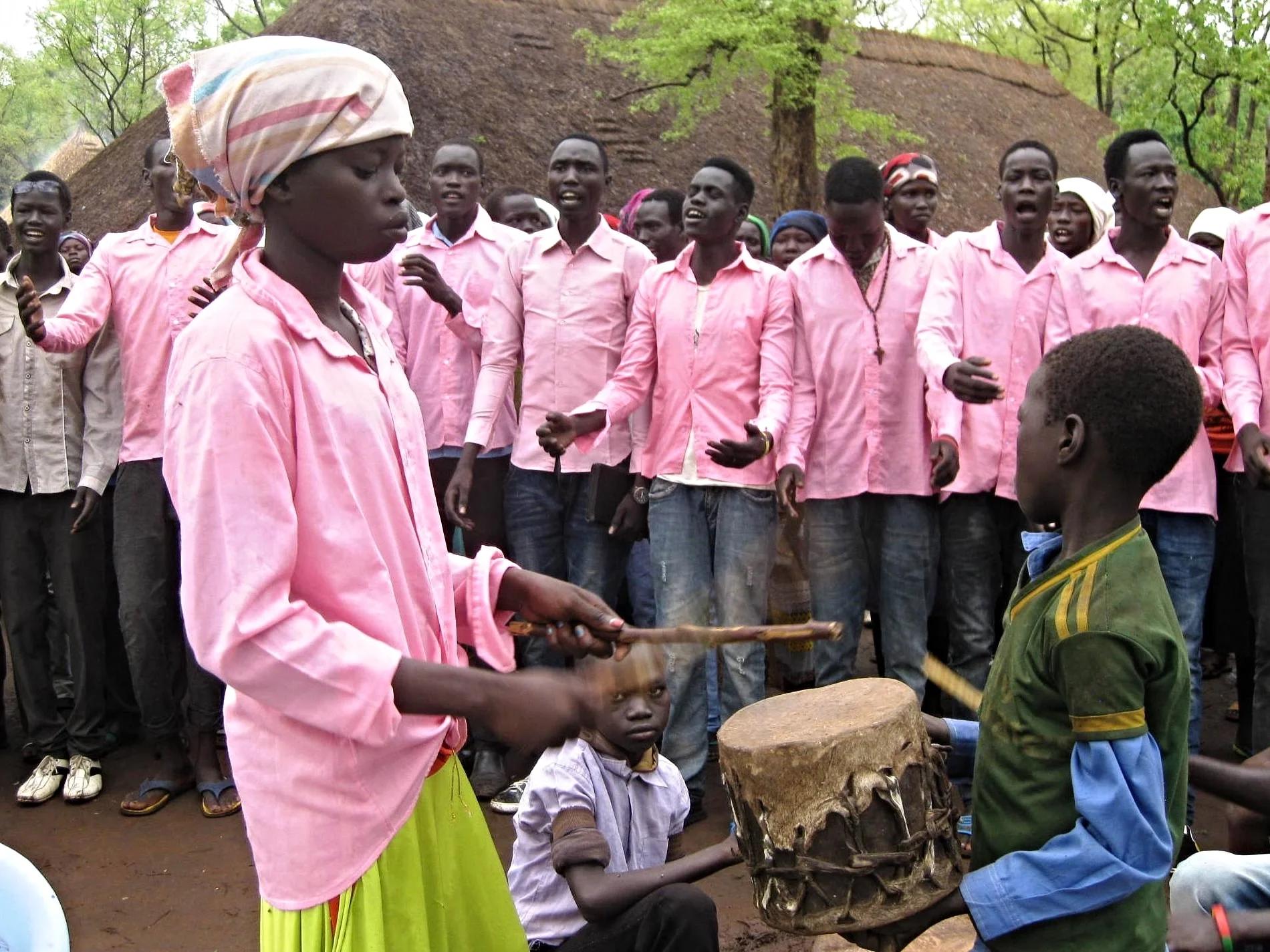 Musical greeting by youth