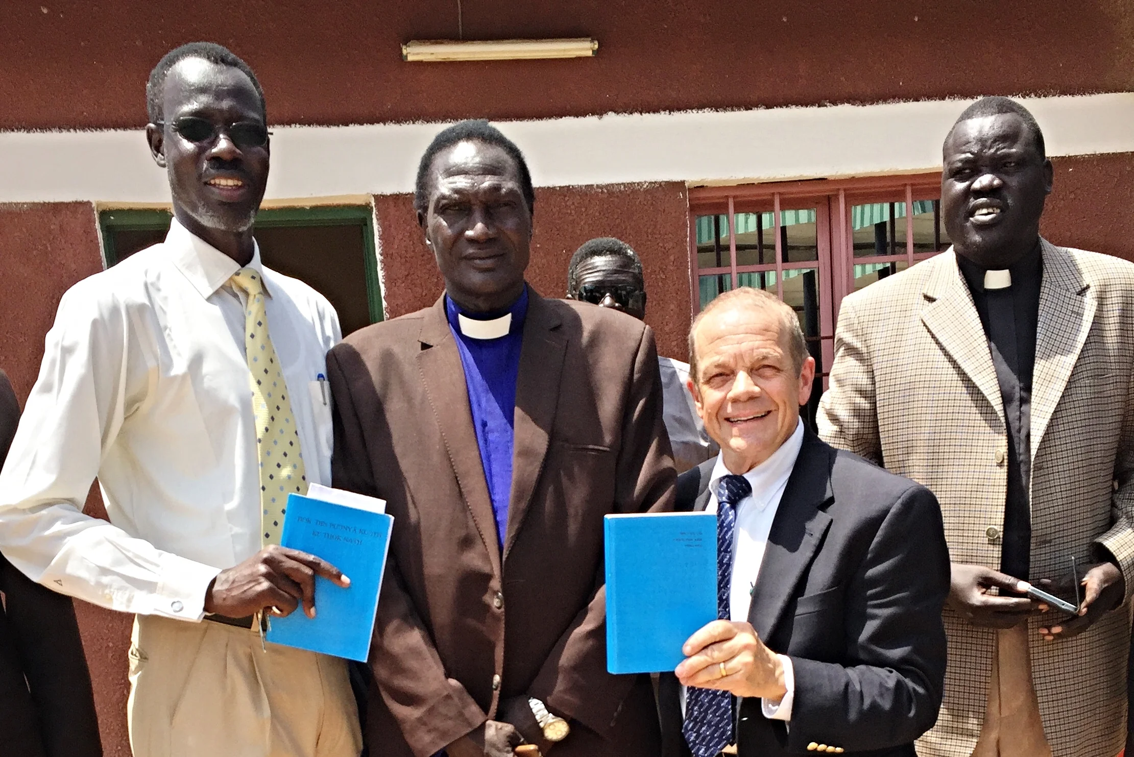 From left to right, The Rev. Tut Mai, Lecturer at Nile Theological College, Juba; the Rev. Paul Ruot Kor, senior pastor, Jebel Church; Jeff; the Rev. James Manyang, pastor overseeing Sudanese congregations in Egypt (and colleague of our Egyptian participants) 