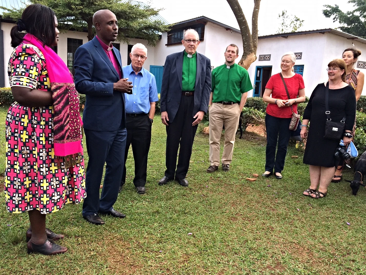 From left, Rev. Julie Kandema, Vice-President of the Presbyterian Church of Rwanda, Rev. Jerome Bizimana, Rob Weingartner and other members of the Outreach team on a recent visit to Rwanda.
