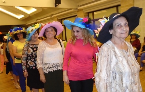 The line up of Miss Hat Thing finalists. The winner, Yola of Damascus, is fifth from the right.