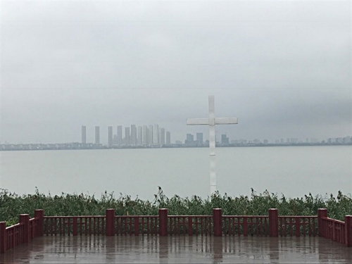 Overlooking the lake from Dushu Lake Church