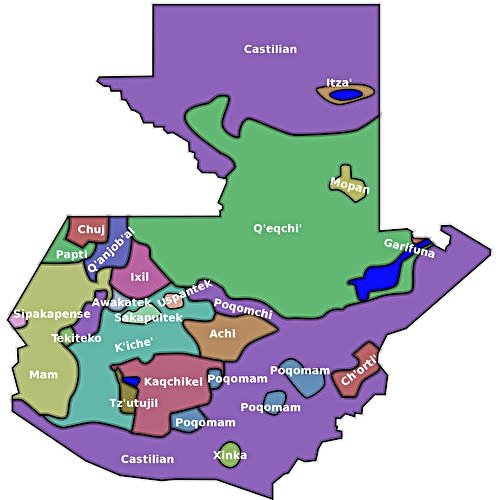 Linguistic map of Guatemala