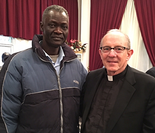  South Sudanese refugee Johnson George with Rev. Dr. Rob Weingartner
