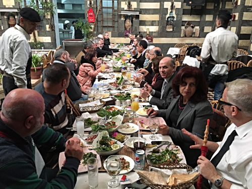  Damascene and American Presbyterians sharing food and fellowship at the Mona Lisa Restaurant
