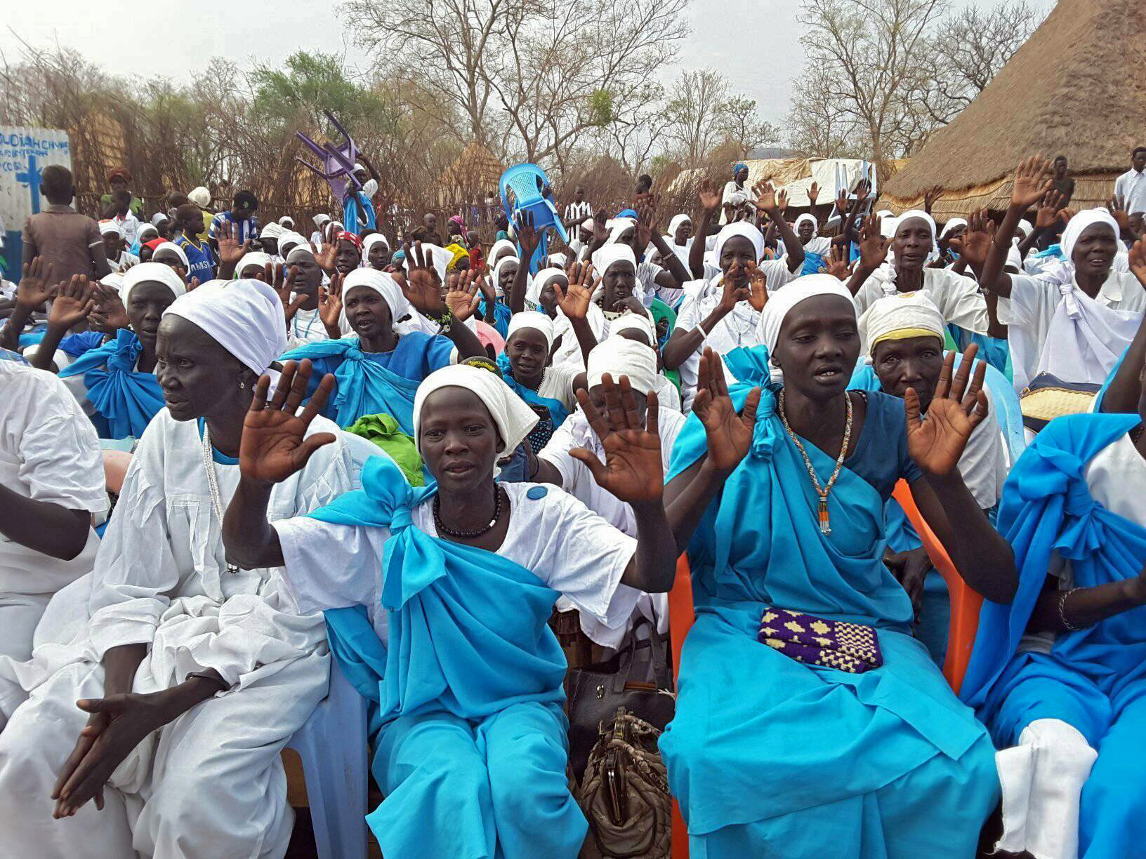 Prayer service at South Sudanese refugee camp in Ethiopia