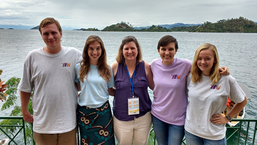 Sherri and the Zambia YAVs alongside Rwanda's beautiful Lake Kivu.