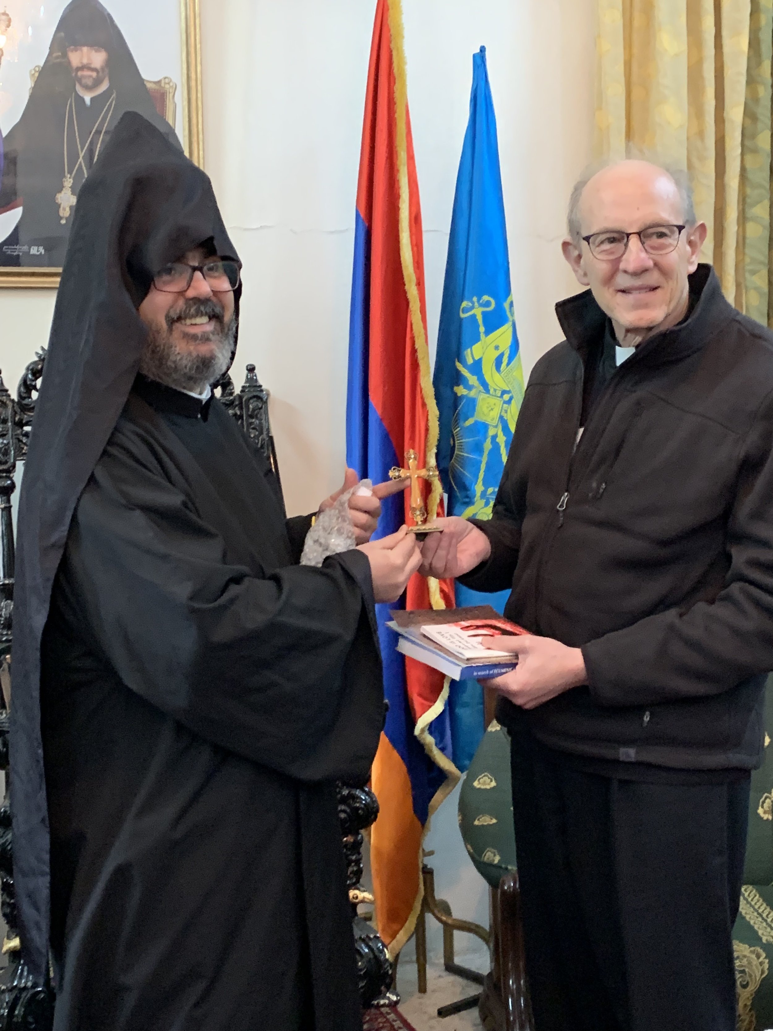  Rob receives the gift of an Armenian cross from the Armenian Orthodox bishop Reuben Abandian 