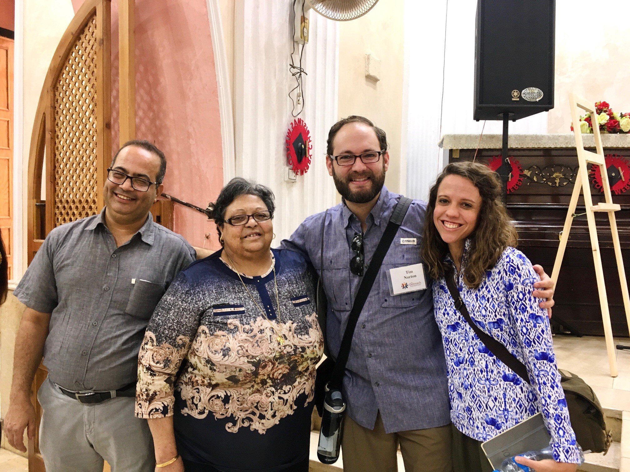  Our visit to the Synod of the Nile schools, located down the street from the Presbyterian Church of Luxor. Left to right: Rev. Mahrous Karam, the headmistress of the school, and Tim and Kendra Norton. 
