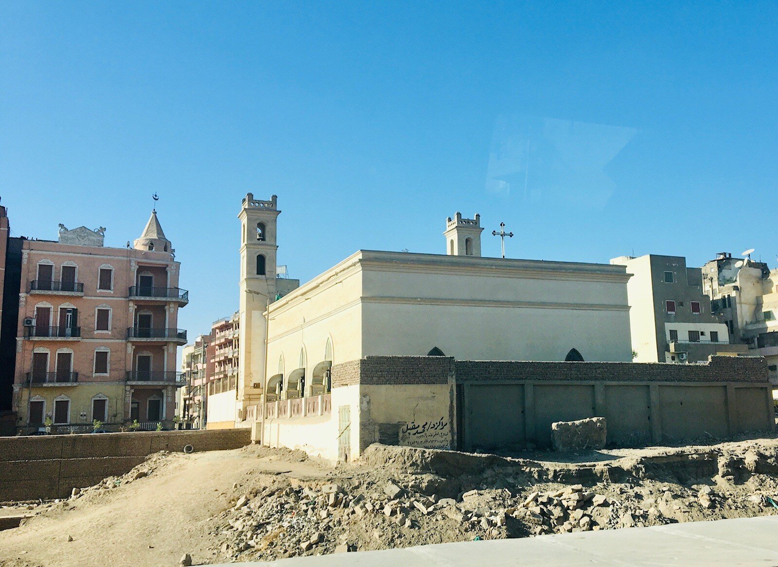  The Presbyterian Church of Luxor (notice the encroaching archeological dig site) 