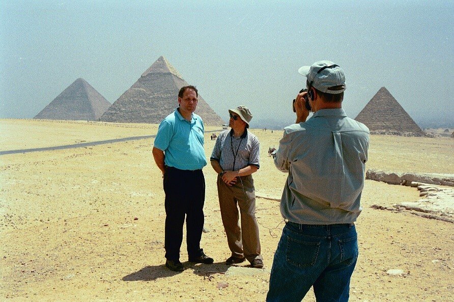  Lee Mulder recording footage of the 2002 Outreach-Frontier Fellowship trip to Egypt  