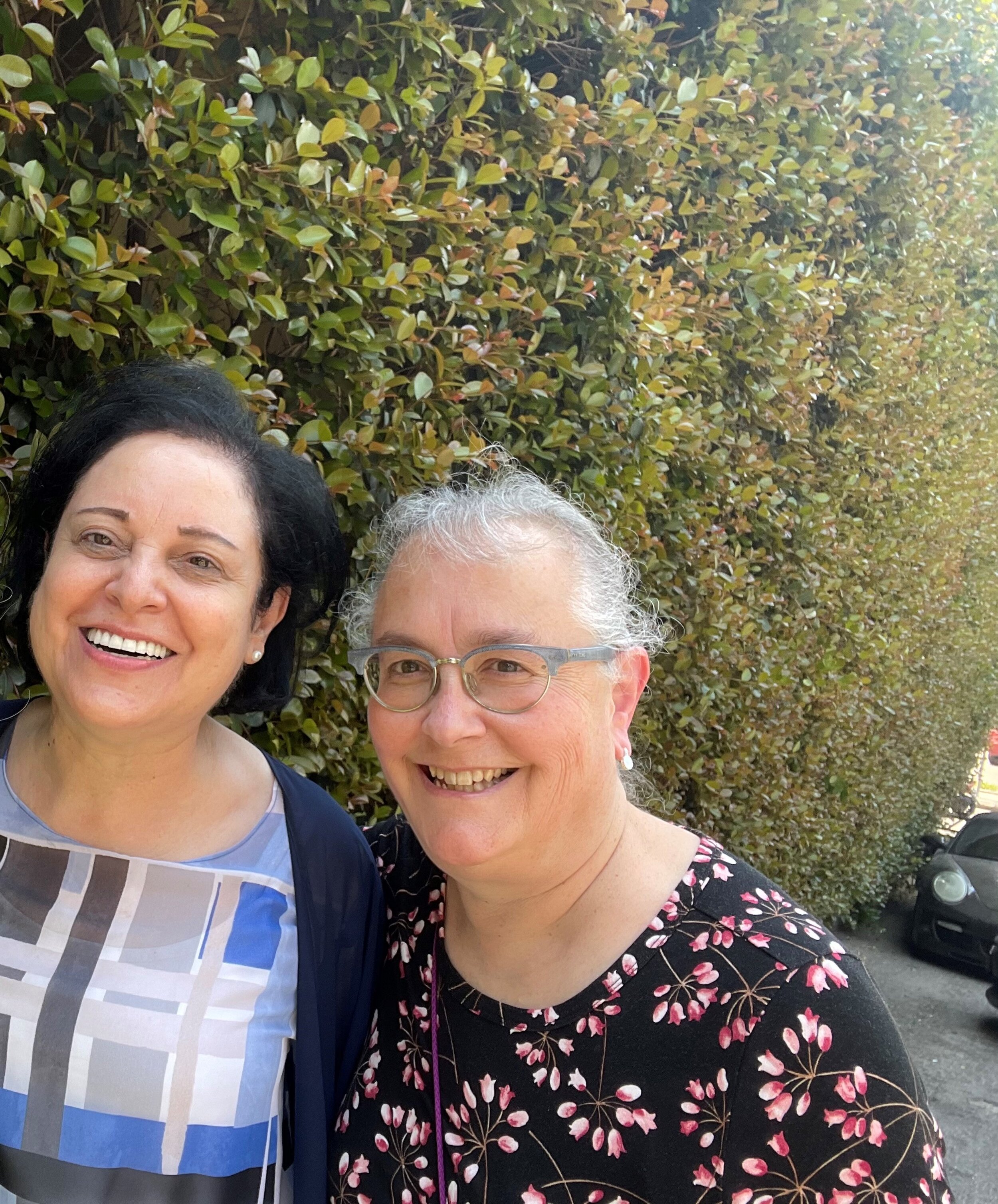  Rev. Najla Kassab with Julie, headed into the lovely lunch which followed our conversations 