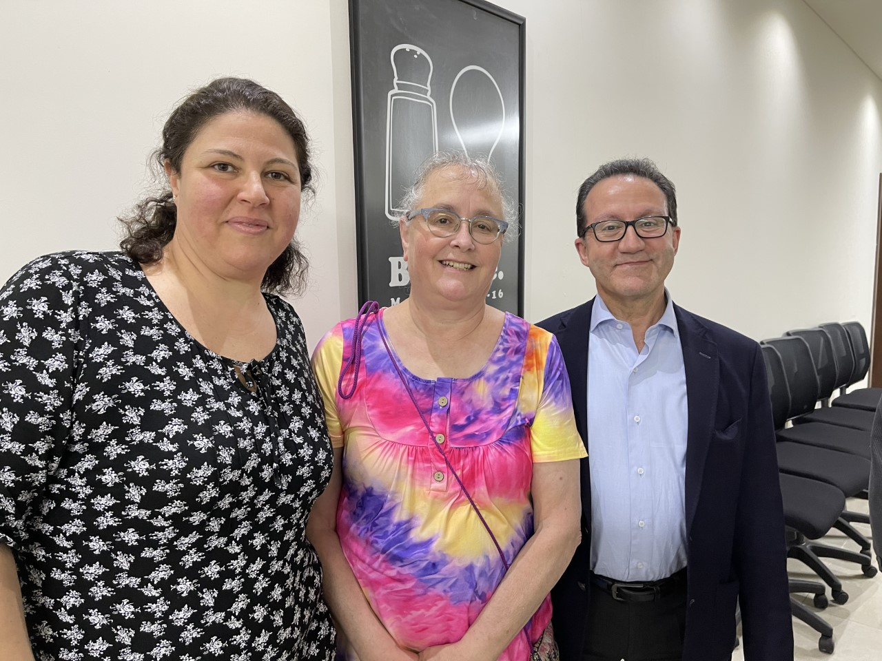  Later in the day, we met with some of the board which oversees Home of Hope and shared our mutual commitment to Christ’s work around the world. Julie is seen here with Carol Sahyoun Khalil and Philip Hajj. Carol runs a small, private school and Phil