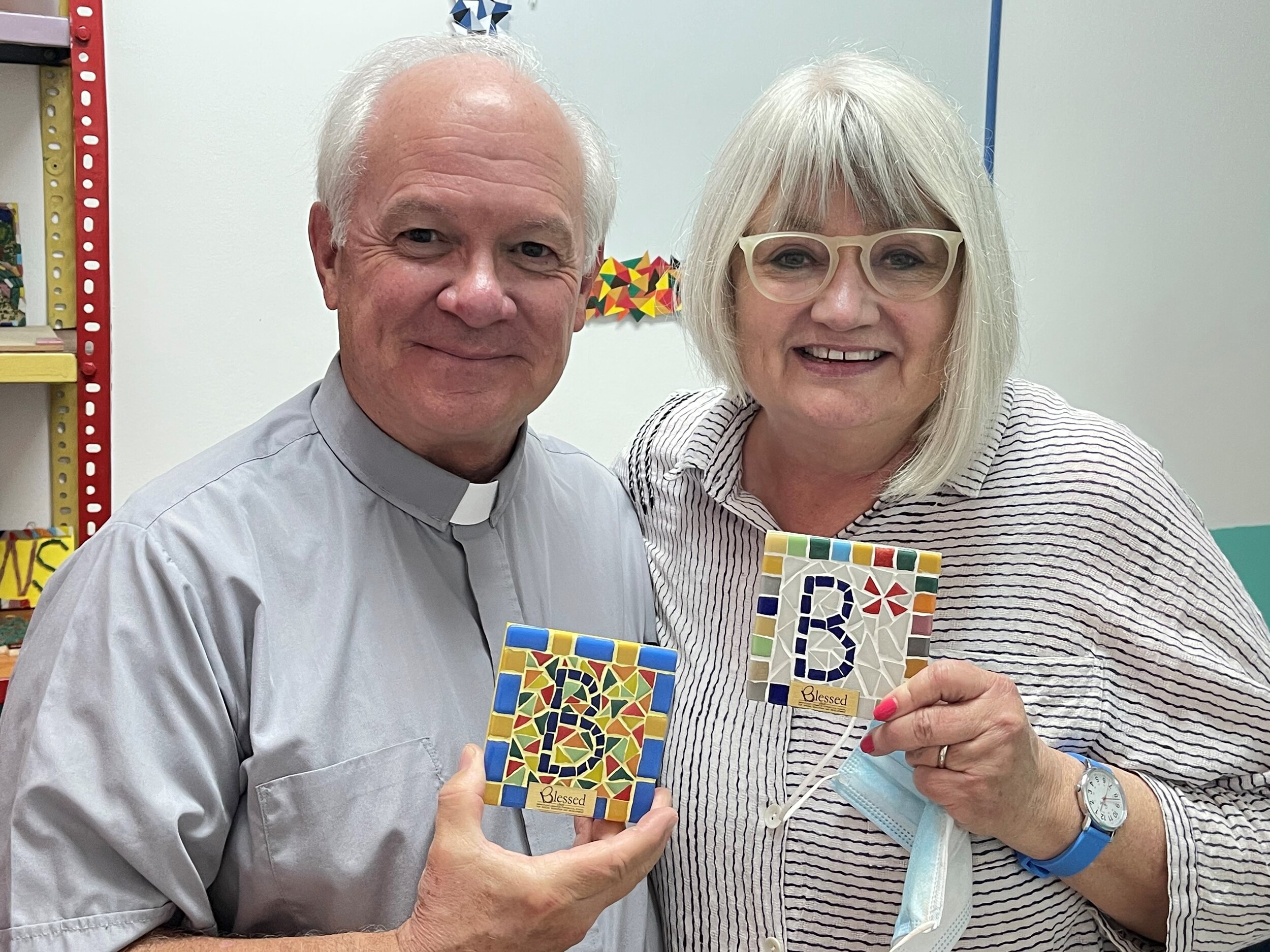  Jack and Marilyn found their initial mosaics made by Blessed students. 
