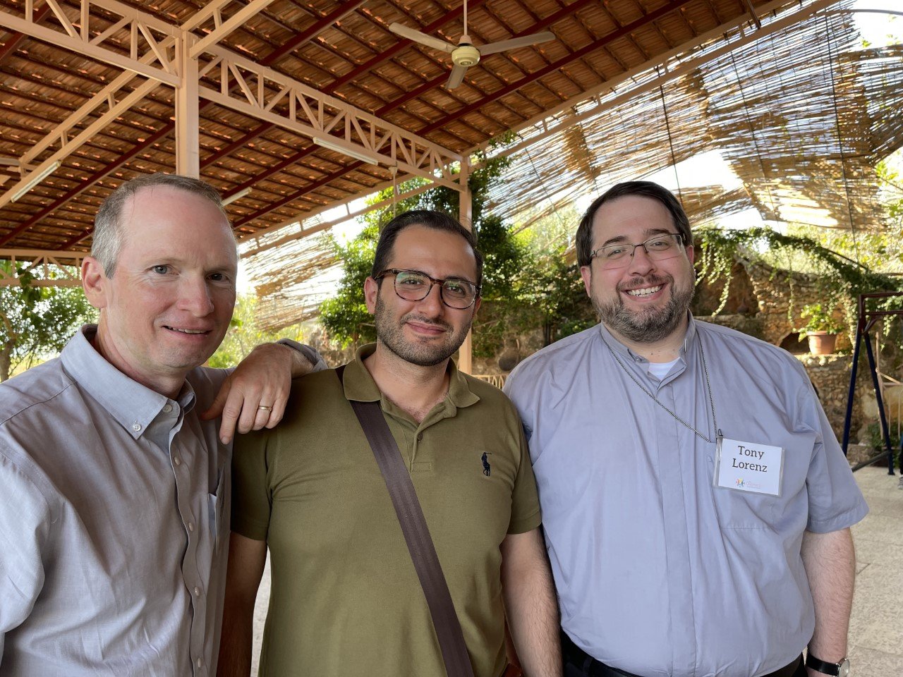  Kelly Green (left) and Tony Lorenz (right) with Hasan Deirtany, the seminary grad assisting the church in Yazdia 