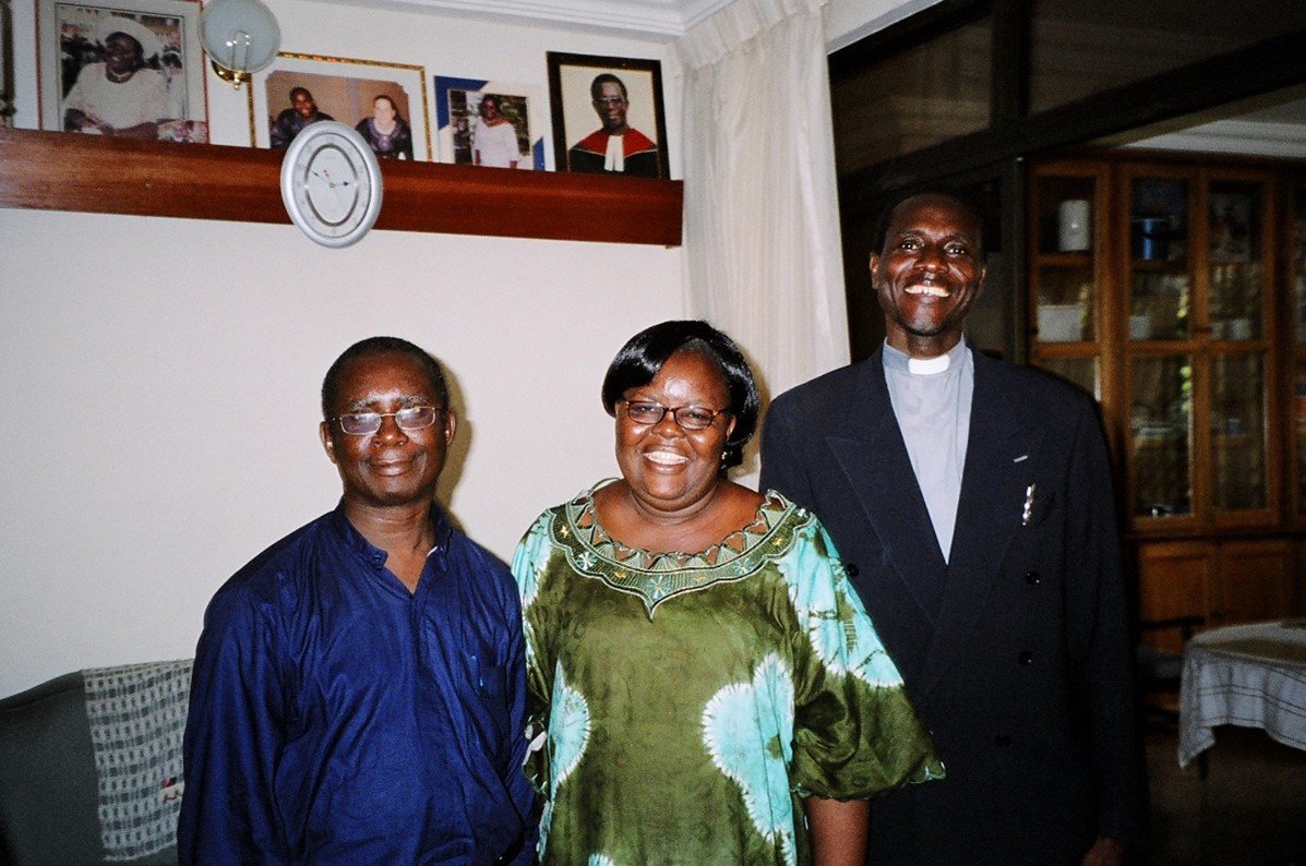  At left, the Rev. Dr. Isaac Fokuo, Director of Ecumenical and Social Relations for the Presbyterian Church of Ghana at the beginning of PECGA and later Mission Partner of the PCUSA in Louisville 1994-95; shown with Mrs. Cecelia Fokuo, and the Rev. D