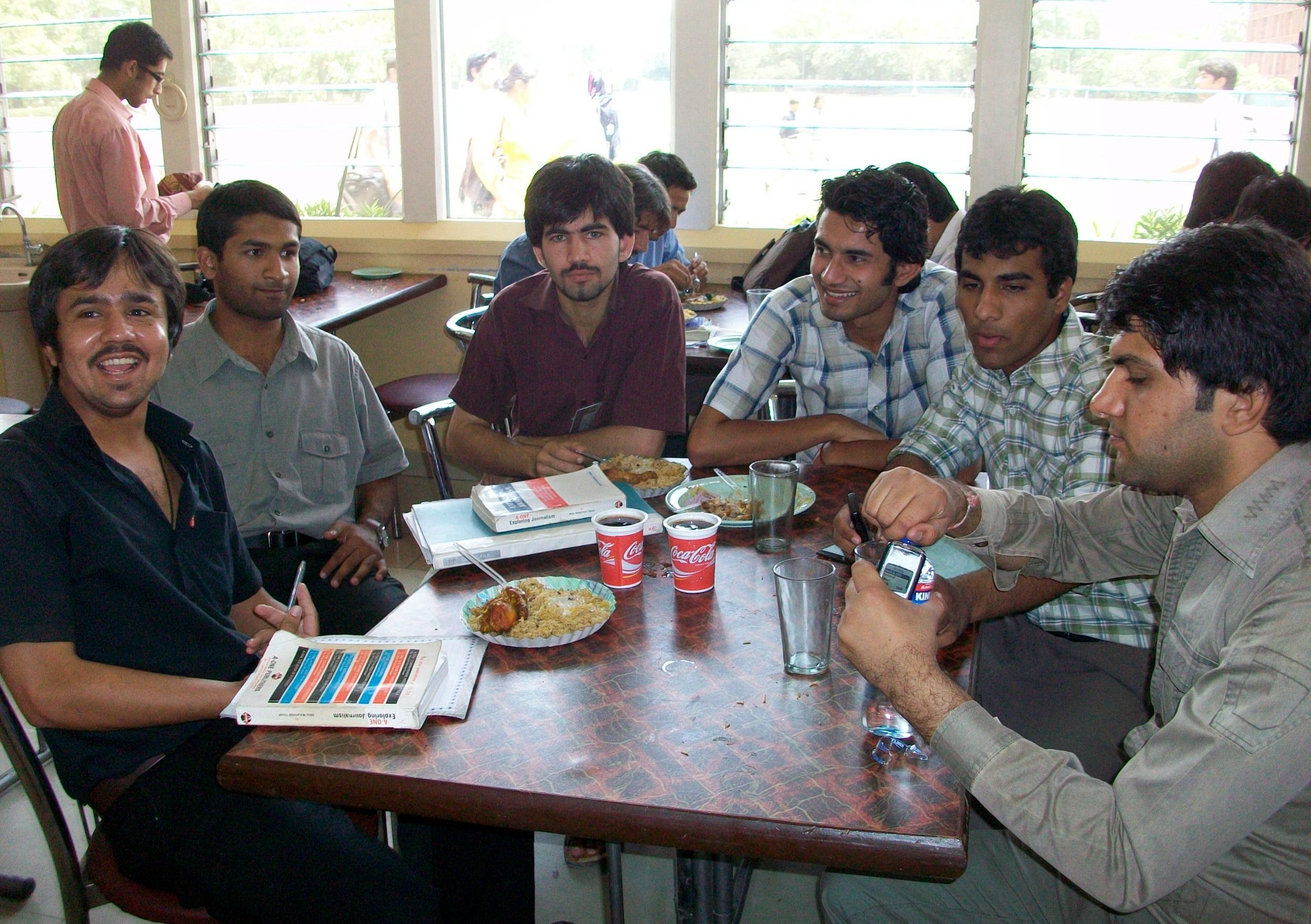   Students gathered in the cafeteria  