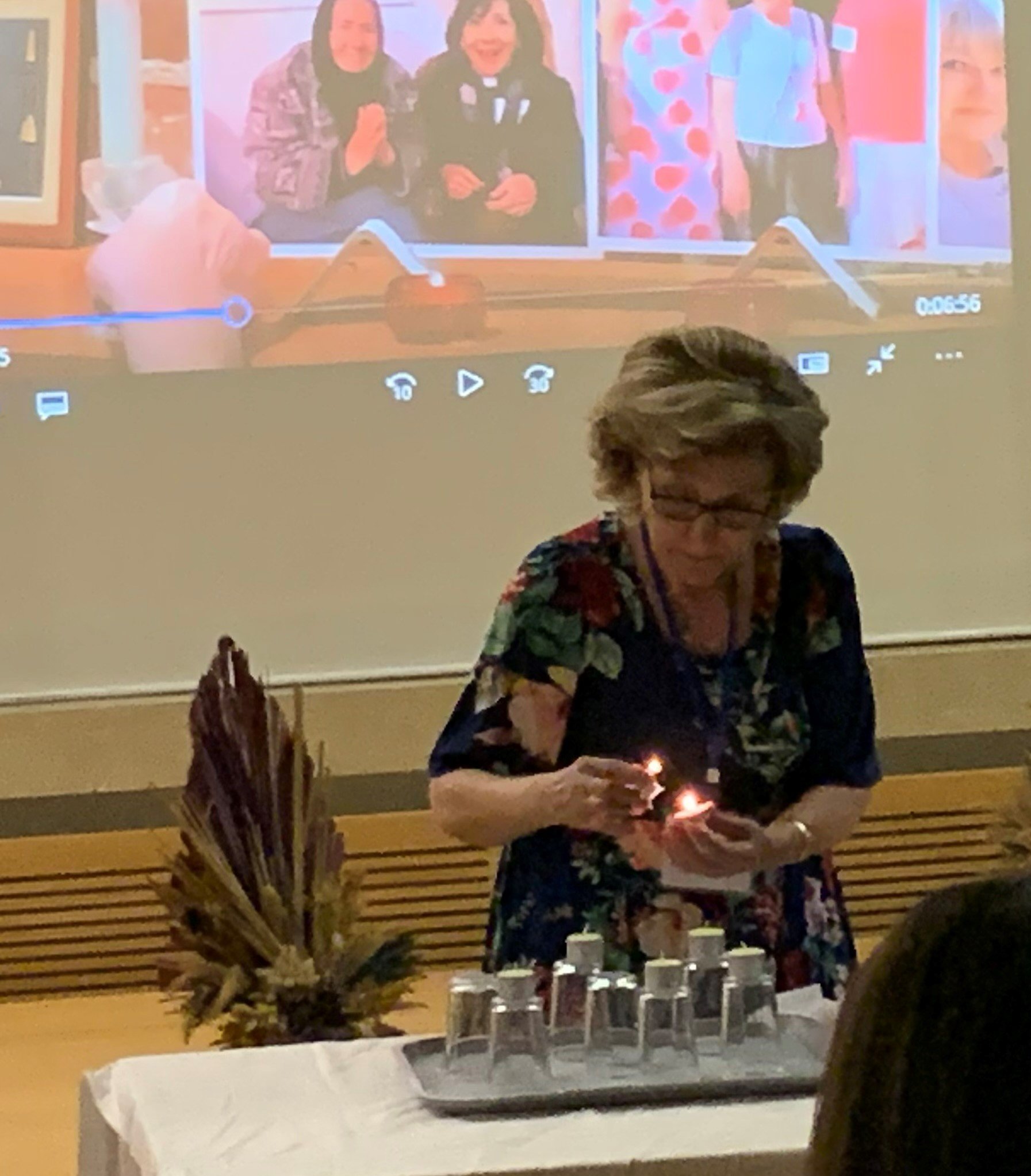   Lighting candles for a memorial service  
