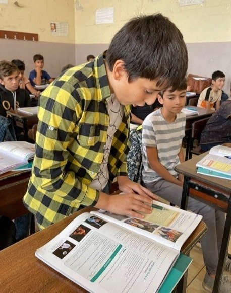   English student reads for us at Aleppo College for Boys  