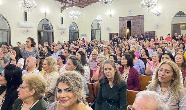   Packed worship at Aleppo Church on a Tuesday night  