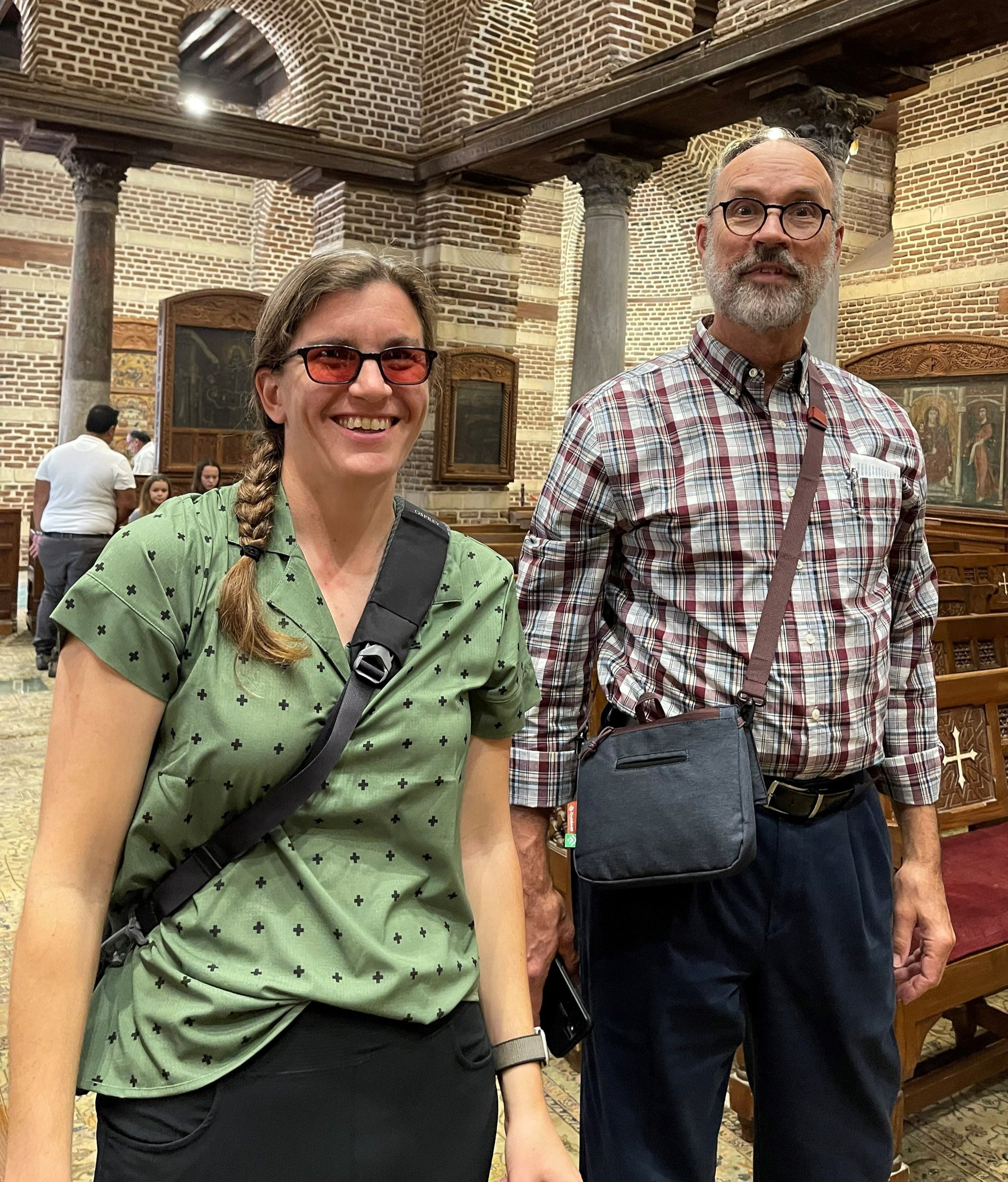   Kimmy Briggs (4th time to Egypt) and Steve Burgess (2nd time to Egypt) exploring the Church of Sts Sergius and Baachus  