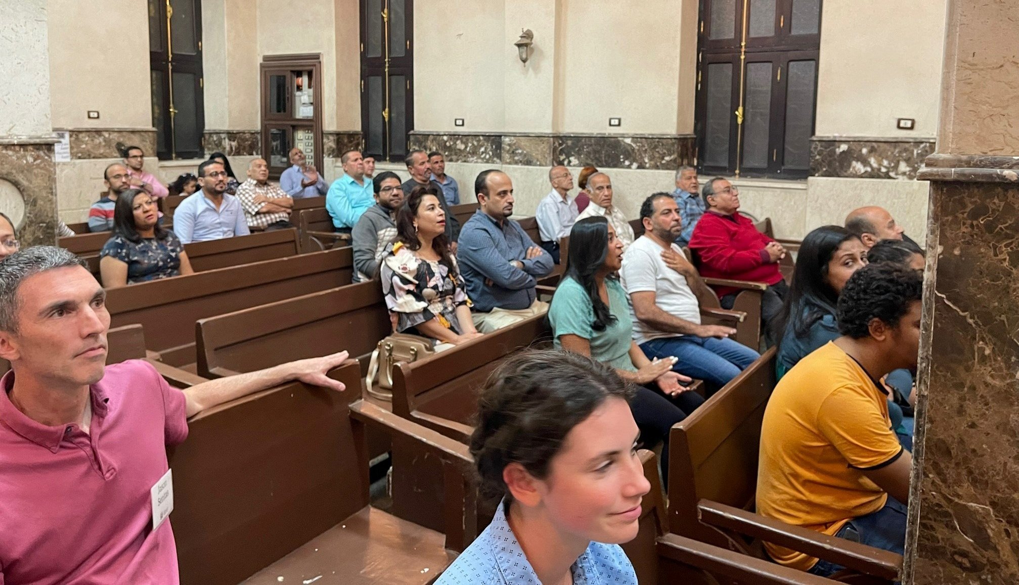  Gathered for Sunday evening worship with our Presbyterian family in Kom Ombo 