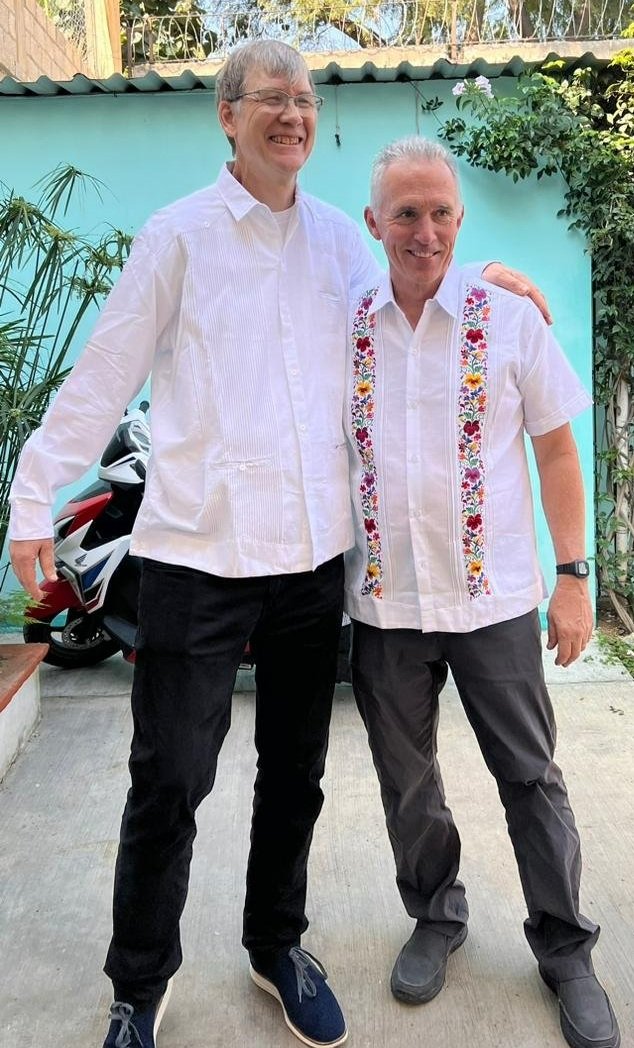  Executive Director Mark Mueller (right) and Trustee Doug Nielson in traditional Mexican guayaberas  